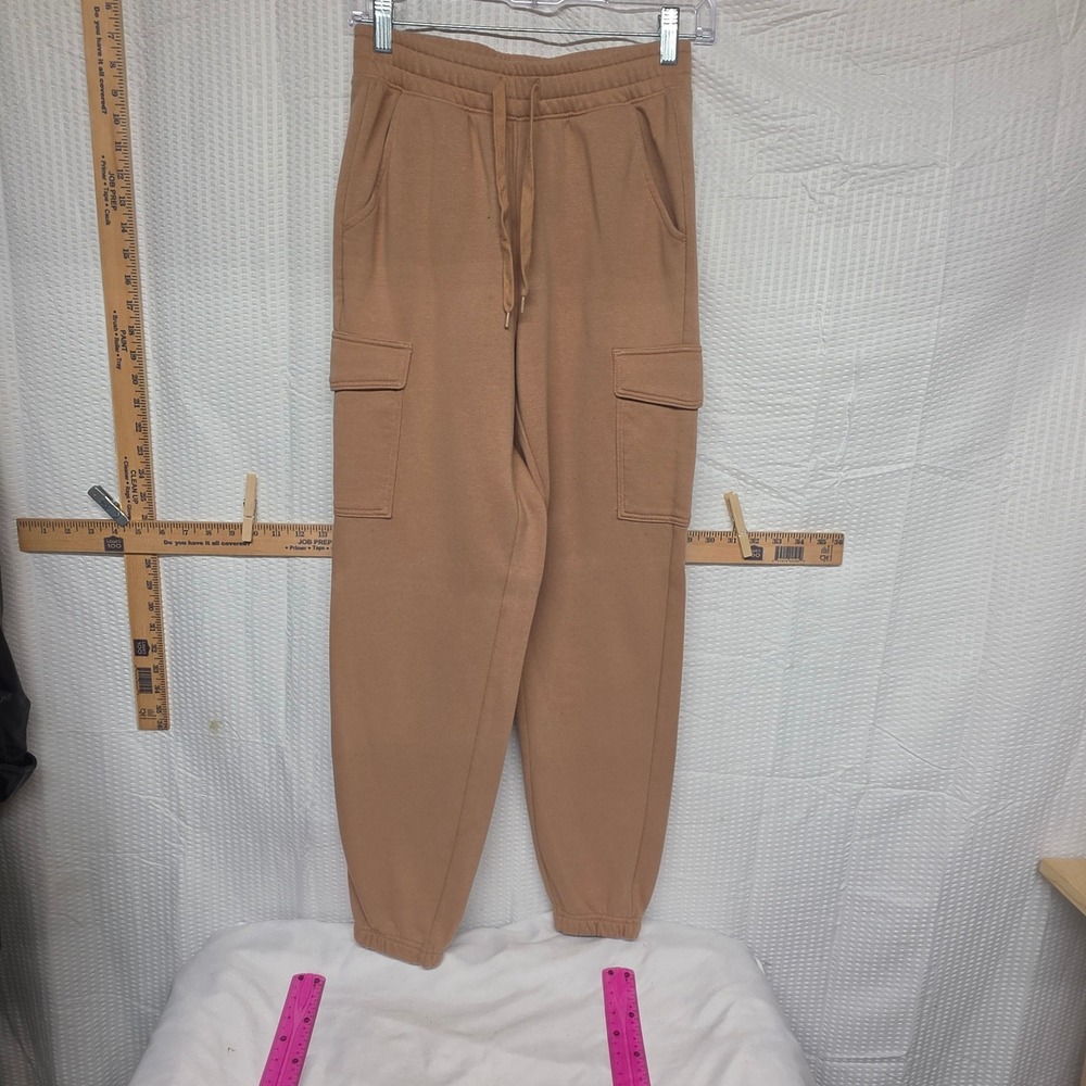 Sonoma Goods For Life Womens XS Tan Cargo Jogger Sweatpants High Rise Fleece